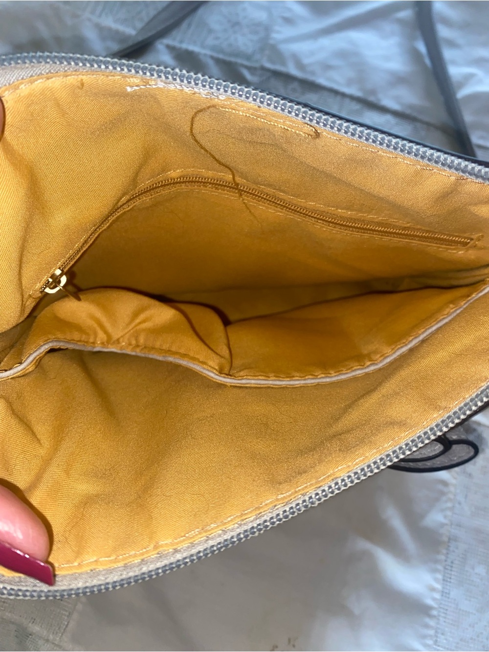 Gray dome-shaped crossbody bag featuring a large bow accent. New. - Picture 4 of 4